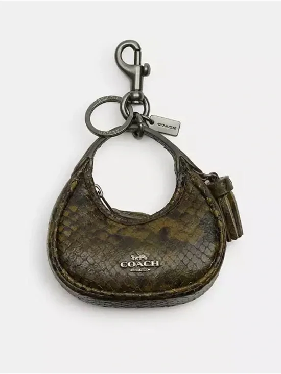 Coach Python-Embossed Leather Coin Purse Keychain HTF - Picture 5 of 7